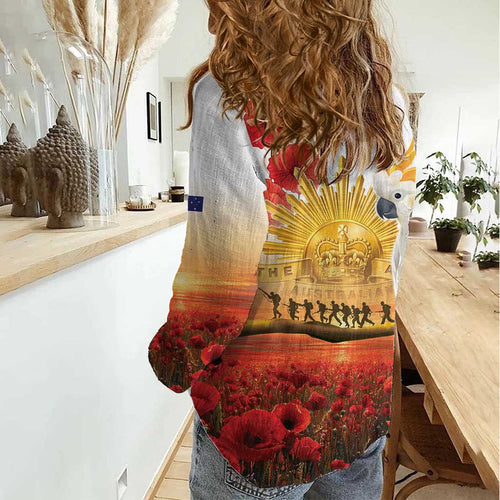 Australia Cockatoo ANZAC Day Women Casual Shirt Lest We Forget