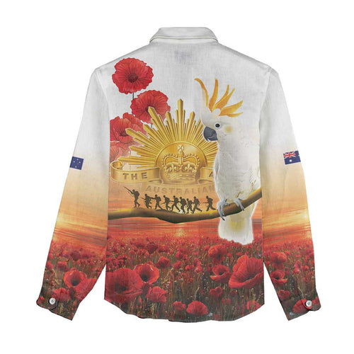 Australia Cockatoo ANZAC Day Women Casual Shirt Lest We Forget