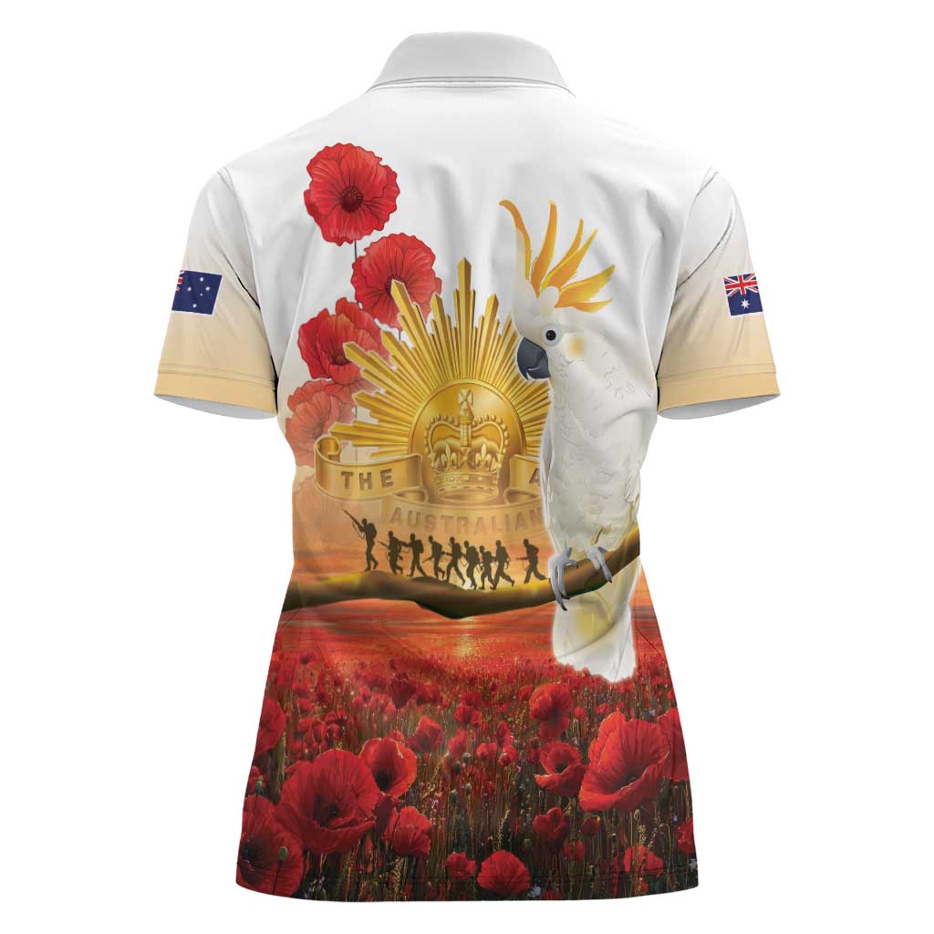 Australia Cockatoo ANZAC Day Women Polo Shirt Lest We Forget