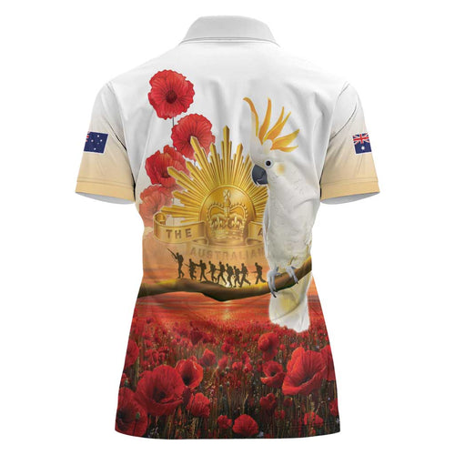 Australia Cockatoo ANZAC Day Women Polo Shirt Lest We Forget
