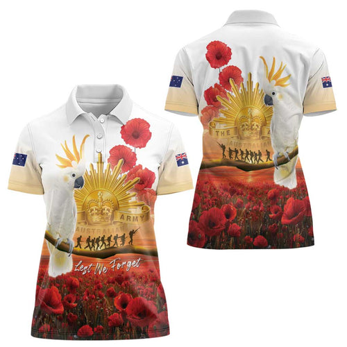 Australia Cockatoo ANZAC Day Women Polo Shirt Lest We Forget