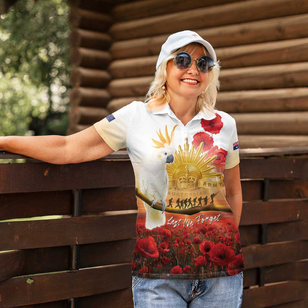 Australia Cockatoo ANZAC Day Women Polo Shirt Lest We Forget