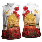 Australia Cockatoo ANZAC Day Women Sleeveless Polo Shirt Lest We Forget