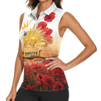 Australia Cockatoo ANZAC Day Women Sleeveless Polo Shirt Lest We Forget