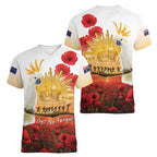 Australia Cockatoo ANZAC Day Women V-Neck T-Shirt Lest We Forget