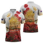 Australia Cockatoo ANZAC Day Zipper Polo Shirt Lest We Forget