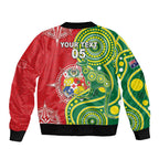 Custom Tonga Australia Rugby Bomber Jacket Kangaroos And Tonga Mate Maa Together