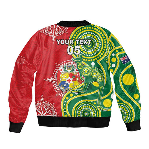 Custom Tonga Australia Rugby Bomber Jacket Kangaroos And Tonga Mate Maa Together