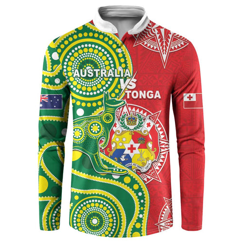 Custom Tonga Australia Rugby Button Sweatshirt Kangaroos And Tonga Mate Maa Together