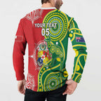 Custom Tonga Australia Rugby Button Sweatshirt Kangaroos And Tonga Mate Maa Together