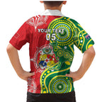 Custom Tonga Australia Rugby Family Matching Mermaid Dress and Hawaiian Shirt Kangaroos And Tonga Mate Maa Together