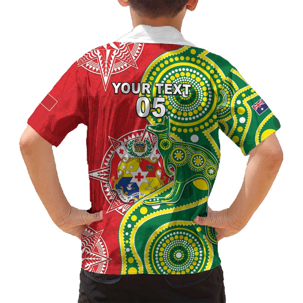 Custom Tonga Australia Rugby Family Matching Tank Maxi Dress and Hawaiian Shirt Kangaroos And Tonga Mate Maa Together