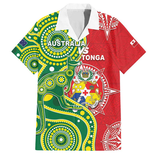 Custom Tonga Australia Rugby Family Matching Tank Maxi Dress and Hawaiian Shirt Kangaroos And Tonga Mate Maa Together