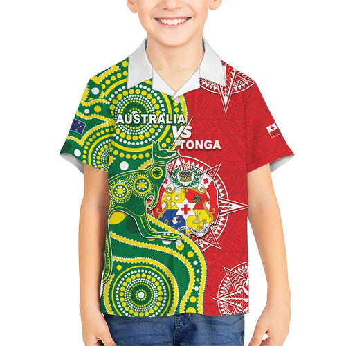 Custom Tonga Australia Rugby Hawaiian Shirt Kangaroos And Tonga Mate Maa Together