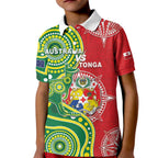 Custom Tonga Australia Rugby Kid Polo Shirt Kangaroos And Tonga Mate Maa Together