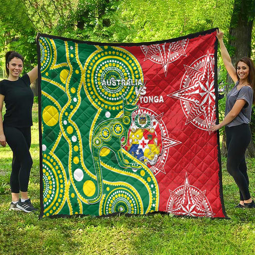 Tonga Australia Rugby Quilt Kangaroos And Tonga Mate Maa Together