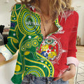 Custom Tonga Australia Rugby Women Casual Shirt Kangaroos And Tonga Mate Maa Together
