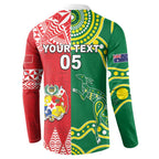 Custom Tonga XIII And Australia Kangaroos Button Sweatshirt Mate Maa Tongan Ngatu With Aboriginal
