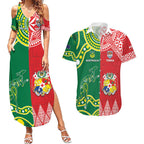 Custom Tonga XIII And Australia Kangaroos Couples Matching Summer Maxi Dress and Hawaiian Shirt Mate Maa Tongan Ngatu With Aboriginal