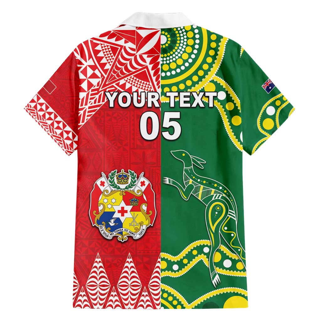 Custom Tonga XIII And Australia Kangaroos Family Matching Off Shoulder Maxi Dress and Hawaiian Shirt Mate Maa Tongan Ngatu With Aboriginal