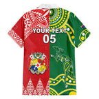 Custom Tonga XIII And Australia Kangaroos Family Matching Off Shoulder Maxi Dress and Hawaiian Shirt Mate Maa Tongan Ngatu With Aboriginal