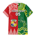 Custom Tonga XIII And Australia Kangaroos Family Matching Short Sleeve Bodycon Dress and Hawaiian Shirt Mate Maa Tongan Ngatu With Aboriginal