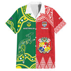 Custom Tonga XIII And Australia Kangaroos Hawaiian Shirt Mate Maa Tongan Ngatu With Aboriginal