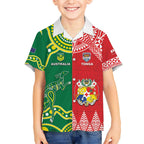 Custom Tonga XIII And Australia Kangaroos Kid Hawaiian Shirt Mate Maa Tongan Ngatu With Aboriginal