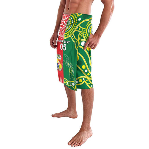 Custom Tonga XIII And Australia Kangaroos Lavalava Mate Maa Tongan Ngatu With Aboriginal
