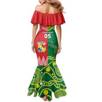 Custom Tonga XIII And Australia Kangaroos Mermaid Dress Mate Maa Tongan Ngatu With Aboriginal