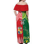 Custom Tonga XIII And Australia Kangaroos Off Shoulder Maxi Dress Mate Maa Tongan Ngatu With Aboriginal