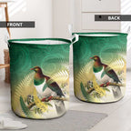 New Zealand Pigeon Kereru Laundry Basket Maori Fern Art Green Gradient - Aussie Hoodie