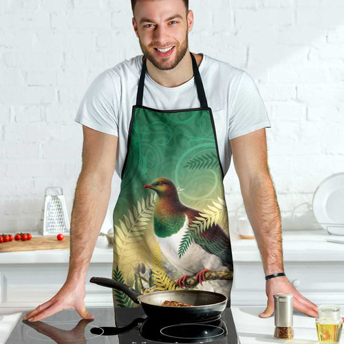 New Zealand Pigeon Kereru Apron Maori Fern Art Green Gradient - Aussie Hoodie