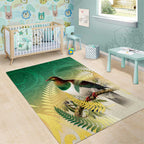 New Zealand Pigeon Kereru Area Rug Maori Fern Art Green Gradient - Aussie Hoodie