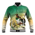 New Zealand Pigeon Kereru Baseball Jacket Maori Fern Art Green Gradient - Aussie Hoodie