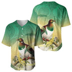 New Zealand Pigeon Kereru Baseball Jersey Maori Fern Art Green Gradient - Aussie Hoodie