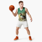 New Zealand Pigeon Kereru Basketball Jersey Maori Fern Art Green Gradient - Aussie Hoodie
