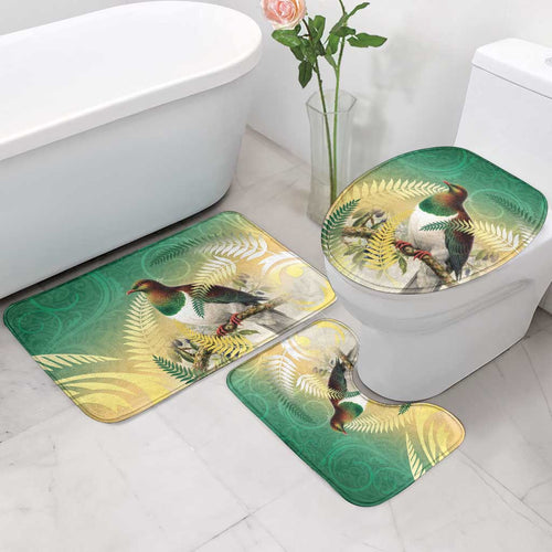 New Zealand Pigeon Kereru Bathroom Set Maori Fern Art Green Gradient - Aussie Hoodie