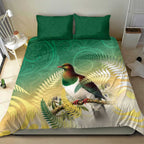 New Zealand Pigeon Kereru Bedding Set Maori Fern Art Green Gradient - Aussie Hoodie