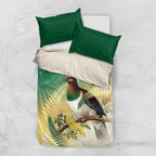 New Zealand Pigeon Kereru Bedding Set Maori Fern Art Green Gradient - Aussie Hoodie