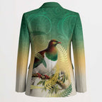 New Zealand Pigeon Kereru Blazer Maori Fern Art Green Gradient - Aussie Hoodie