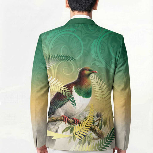 New Zealand Pigeon Kereru Blazer Maori Fern Art Green Gradient - Aussie Hoodie