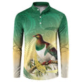 New Zealand Pigeon Kereru Button Sweatshirt Maori Fern Art Green Gradient - Aussie Hoodie