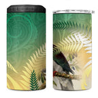 New Zealand Pigeon Kereru 4 in 1 Can Cooler Tumbler Maori Fern Art Green Gradient - Aussie Hoodie