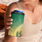 New Zealand Pigeon Kereru 4 in 1 Can Cooler Tumbler Maori Fern Art Green Gradient - Aussie Hoodie