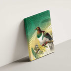 New Zealand Pigeon Kereru Canvas Wall Art Maori Fern Art Green Gradient - Aussie Hoodie