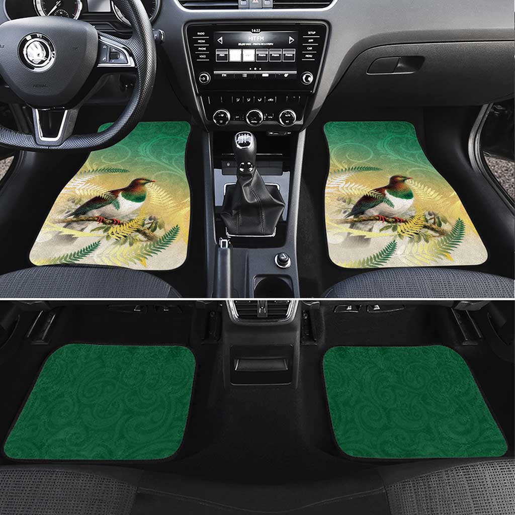 New Zealand Pigeon Kereru Car Mats Maori Fern Art Green Gradient - Aussie Hoodie