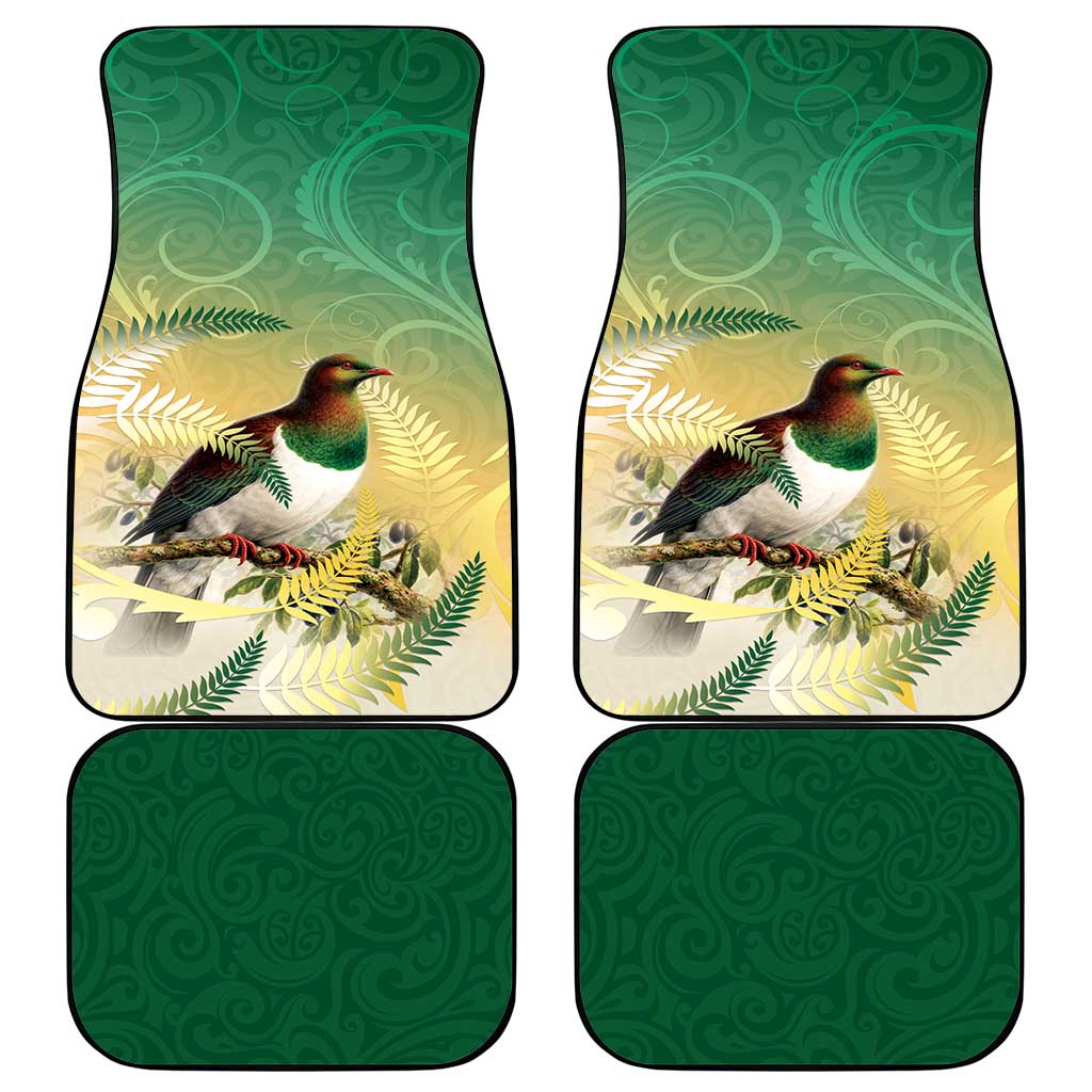 New Zealand Pigeon Kereru Car Mats Maori Fern Art Green Gradient - Aussie Hoodie