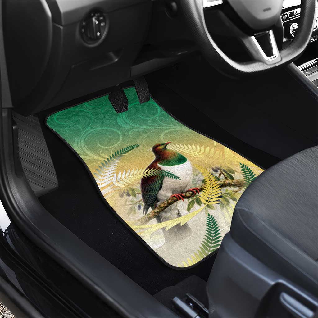 New Zealand Pigeon Kereru Car Mats Maori Fern Art Green Gradient - Aussie Hoodie