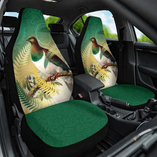 New Zealand Pigeon Kereru Car Seat Cover Maori Fern Art Green Gradient - Aussie Hoodie